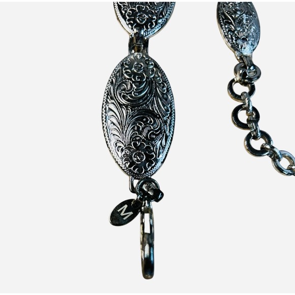 Vintage Western Silver Etched Concho Chain Belt Medium parts only missing parts - Picture 2 of 6